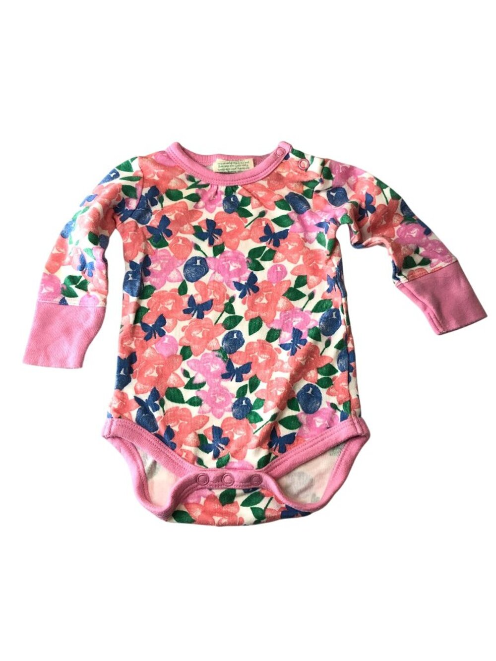 Jaime King for Sapling Baby Long-Sleeve Floral Bodysuit Pink 0-3M Organic Cotton